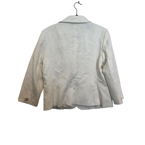Talbots Floral Textured Blazer Jacket Women’s Size 14 White Button-Front - Picture 3 of 5